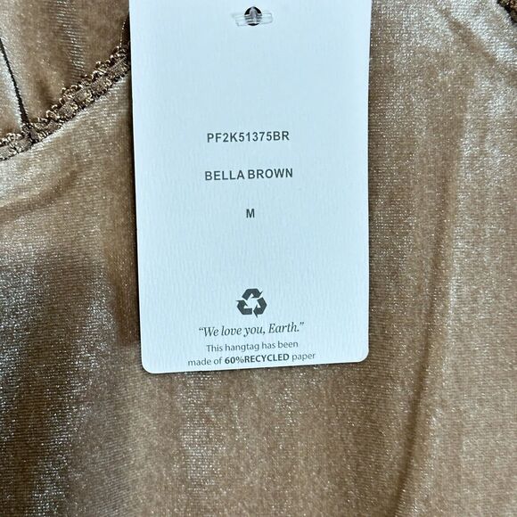 Y2k 90s Inspired Women Midi Dress Tan Velvet Front Slit Oak + Meadow *NWT Size M - Picture 7 of 11